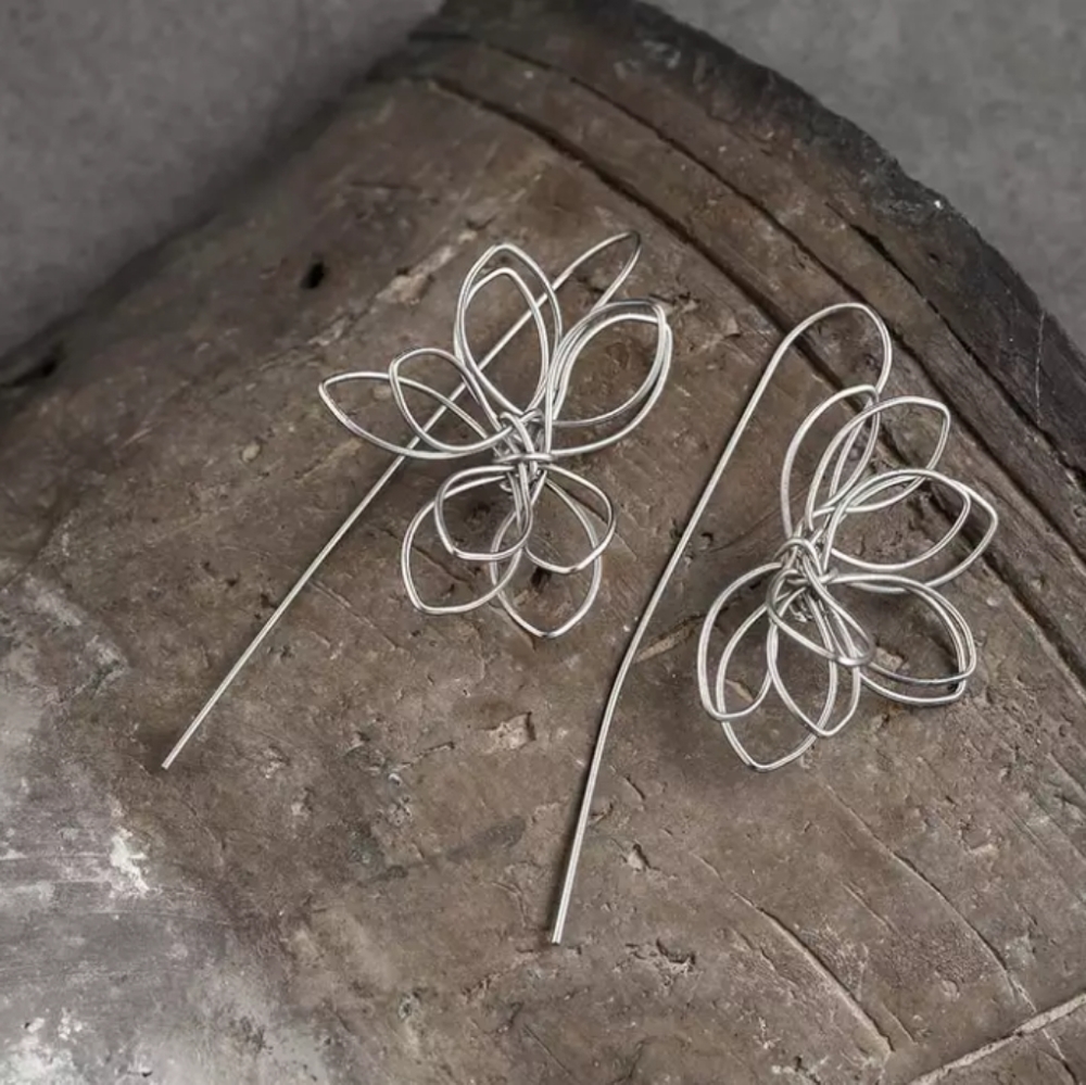 Twisted Lotus Ear Wire Earrings